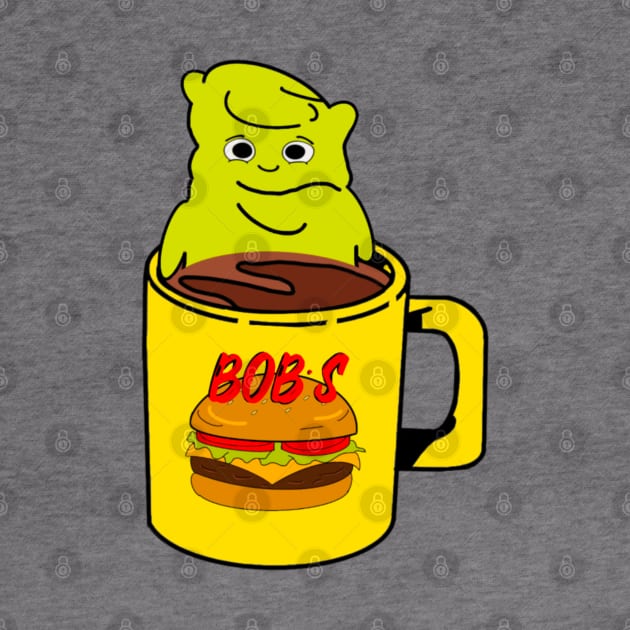 Burger Bob’s Coffee Mug With Melted Kuchi Kopi Illustration by ShyGirlMerchant